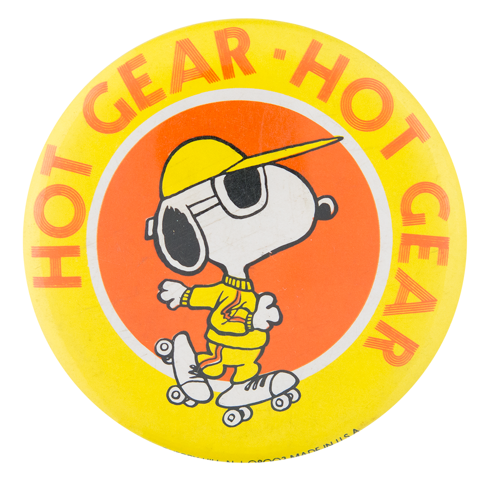 Snoopy hot gear vintage button  pin peanuts 