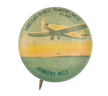 First East to West Transatlantic Plane Advertising Button Museum