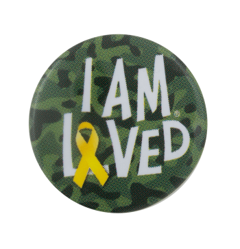 I Am Loved Camo Advertising Busy Beaver Button Museum