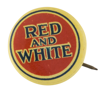 Red and White Advertising Busy Beaver Button Museum