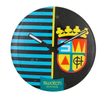 Swatch blue and black Advertising Button Museum