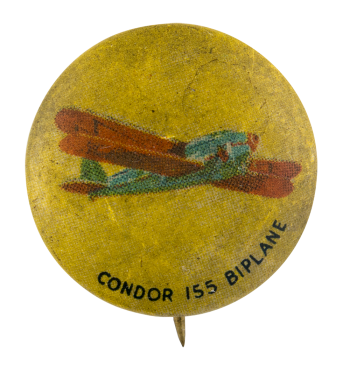 Condor 155 Biplane Advertising Button Museum