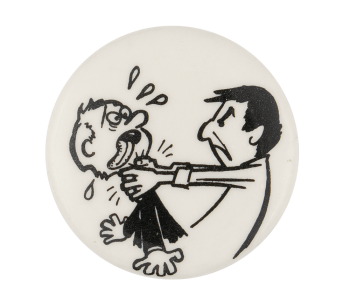Man Strangling Another Illustration Art Button Museum