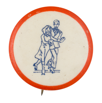 Roller Skating Couple Art Button Museum
