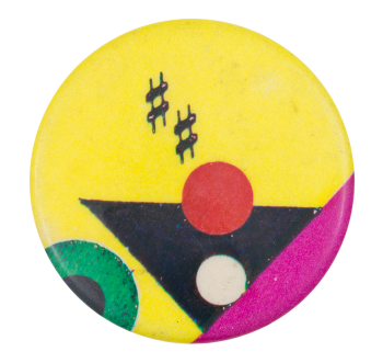 Yellow and Pink with Black Triangle Art Button Museum