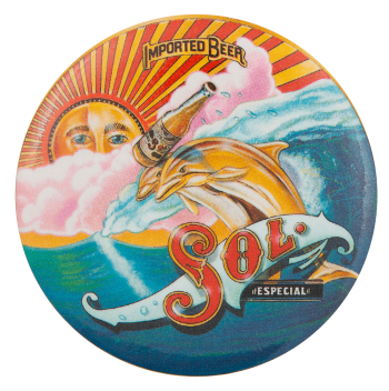 Sol Dolphins Beer Busy Beaver Button Museum