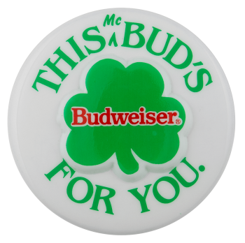 Budweiser 3D Shamrock Beer Busy Beaver Button Museum