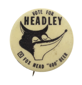 Headly Fox Head 400 Beer Beer Button Museum