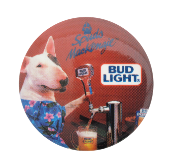 Bud Light Spuds Mackenzie Red Beer Button Museum
