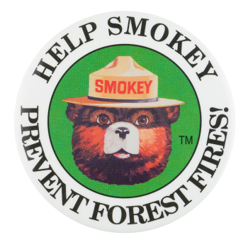 Help Smokey Prevent Forest Fires Cause Button Museum