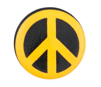 Peace Sign Black and Orange Cause Button Museum