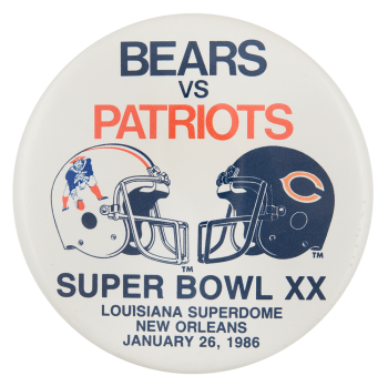 Bears vs Patriots 1986 Chicago Button Museum