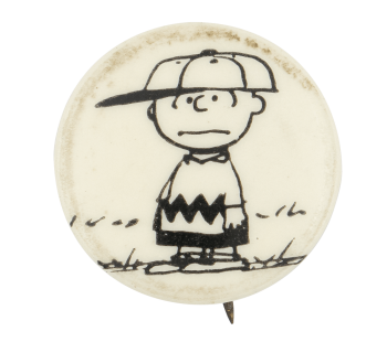 Charlie Brown Hat Black and White Entertainment Button Museum