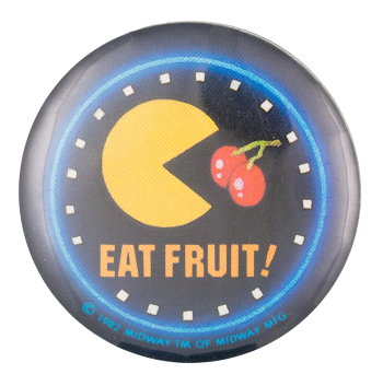 Pac Man Eat Fruit Entertainment Busy Beaver Button Museum