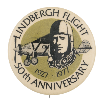 Lindbergh Flight 50th Anniversary Event Button Museum