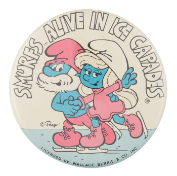 Smurfs Alive in Ice Capades Event Button Museum