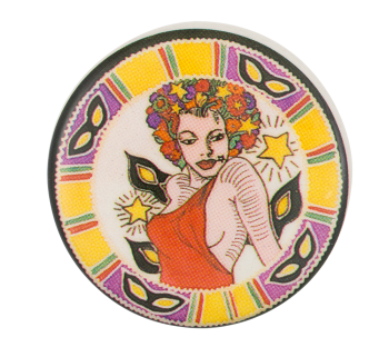 Flower Haired Woman Music Button Museum