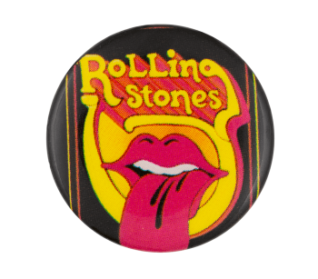 Rolling Stones Mouth on Yellow Music Button Museum