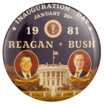 Reagan Bush Inauguration Day White House Political Busy Beaver Button Museum