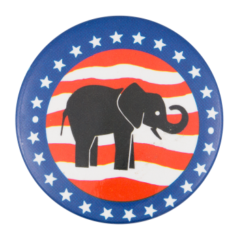 Elephant with Stars and Stripes Political Button Museum