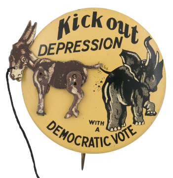 Kick Out Depression Democratic Innovative Button Museum