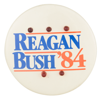 Reagan Bush '84 with Lights Political Button Museum