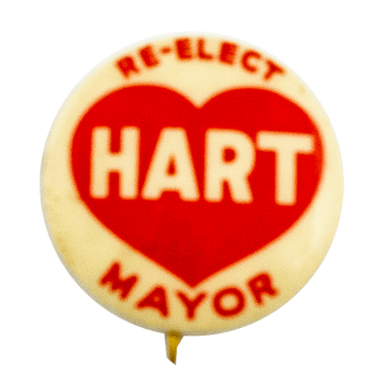 Re-Elect Hart Mayor Political Busy Beaver Button Museum