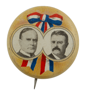 McKinley Roosevelt Portraits Political Busy Beaver Button Museum