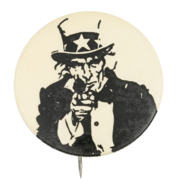 Uncle Sam with a Gun Political Button Museum