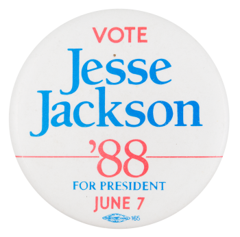 Vote Jesse Jackson '88 Political Button Museum