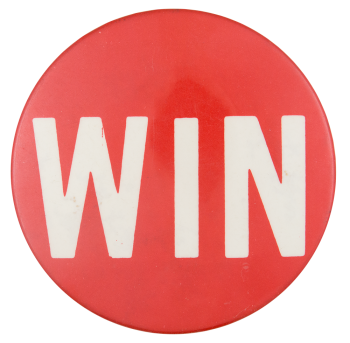 Win Red and White Large Political Button Museum