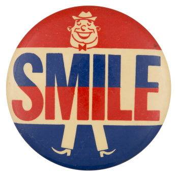 Red and Blue Smile Guy Ice Breakers Button Museum