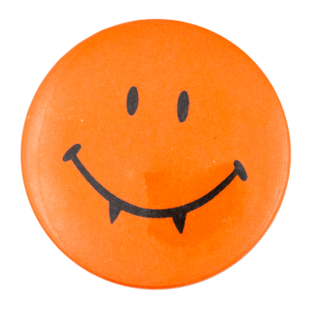 Orange Fanged Smiley Smileys Button Museum
