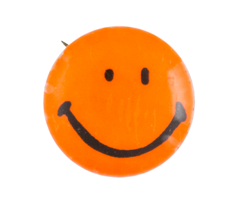 Orange Smiley 5 Smileys Button Museum