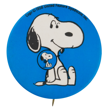 Snoopy blue button Self Referential Button Museum