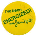 Energized with Jean Nate Advertising Busy Beaver Button Museum