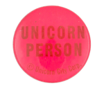Unicorn Person Advertising Button Museum