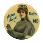 WIdow Jones Suits Me Advertising Button Museum