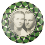 Black and White Portrait of Woman and Man Art Button Museum