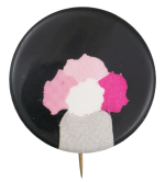 Pink White and Grey on Black Art Button Museum