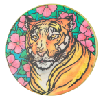 Tiger With Flowers Art Button Museum