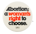 Abortion a Woman's Right to Choose Cause Button Museum