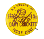 Davy Crockett Indian Scout S.S. Kresge Co. Club Button Museum