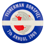 Fisherman Bonspiel Event Button Museum