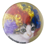 Kitty Wigs Rainbow Humorous Button Museum
