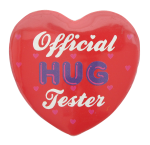 Official Hug Tester  I heart Ice Breakers Button Museum