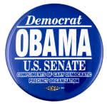 Democrat Obama US Senate Political Busy Beaver Button Museum