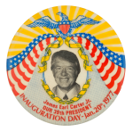 Jimmy Carter Inauguration Yellow & Grey Political Button Museum