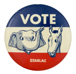 Vote Elephant Donkey Political Button Museum