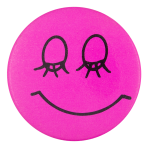 Closed Eyes Pink Smiley Smiley Button Museum
